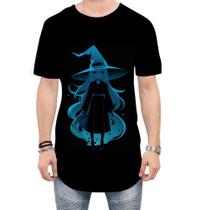 Camiseta Longline Bruxa Halloween Azul Festa 7