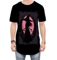 Camiseta Longline Bruxa Halloween Rosa 8