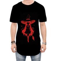 Camiseta Longline Bruxa Halloween Vermelha 10