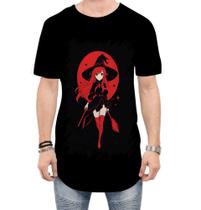 Camiseta Longline Bruxa Halloween Vermelha 6