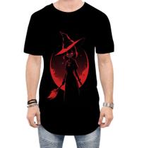 Camiseta Longline Bruxa Halloween Vermelha 9