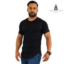 Camiseta LONGLINE Casual Masculina Slim Algodão Canelado Âncora
