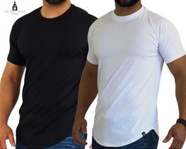 Camiseta LONGLINE Casual Masculina Slim Algodão Canelado Âncora - J SILVER