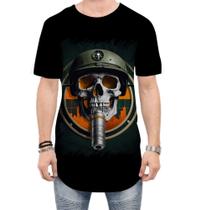 Camiseta Longline Caveira Militar Logo Guerra 3