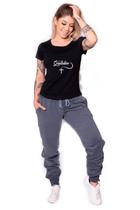 Camiseta Longline confort Kruger's Concept Gratidao - Feminino - M - Preto