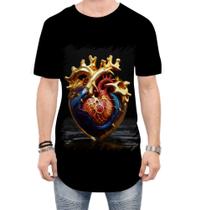 Camiseta Longline Coração de Ouro Líquido Gold Heart 7