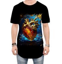 Camiseta Longline Coração de Ouro Líquido Gold Heart 8 - Kasubeck Store
