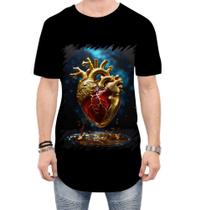 Camiseta Longline Coração de Ouro Líquido Gold Heart 9 - Kasubeck Store