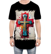 Camiseta Longline da Cruz de Jesus Igreja Fé 11