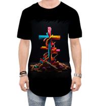 Camiseta Longline da Cruz de Jesus Igreja Fé 12