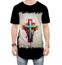 Camiseta Longline da Cruz de Jesus Igreja Fé 23