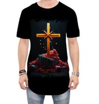 Camiseta Longline da Cruz de Jesus Igreja Fé 30