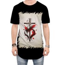 Camiseta Longline da Cruz de Jesus Igreja Fé 35