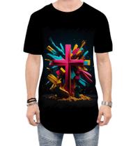 Camiseta Longline da Cruz de Jesus Igreja Fé 37