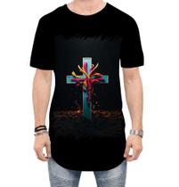 Camiseta Longline da Cruz de Jesus Igreja Fé 41