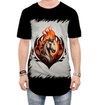 Camiseta Longline de Cavalo Flamejante Fire Horse 3