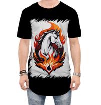 Camiseta Longline de Cavalo Flamejante Fire Horse 7