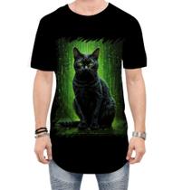 Camiseta Longline de Gato Oráculo Hacker Binário Mat 6 Camiseta Longline de Gato Oráculo Hacker Binário Mat 6
