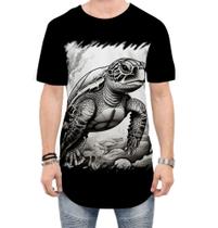 Camiseta Longline de Tartaruga Marinha Desenhada 1