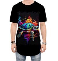 Camiseta Longline de Tartaruga Marinha Neon Style 7