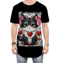 Camiseta Longline Dia dos Namorados Gatinho 17 - Kasubeck Store