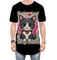 Camiseta Longline Dia dos Namorados Gatinho 19