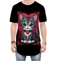 Camiseta Longline Dia dos Namorados Gatinho 24