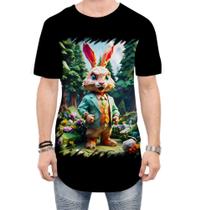 Camiseta Longline Do Coelhinho da Páscoa Polígonos 12