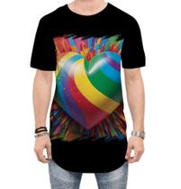 Camiseta Longline do Orgulho LGBT Coração Amor 1