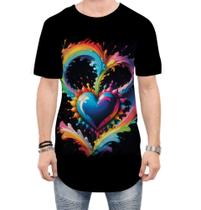 Camiseta Longline do Orgulho LGBT Coração Amor 10