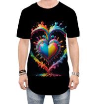Camiseta Longline do Orgulho LGBT Coração Amor 8