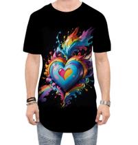 Camiseta Longline do Orgulho LGBT Coração Amor 9