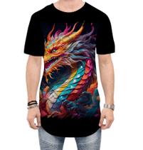 Camiseta Longline Dragão Chinês Lendário Mito 3 Camiseta Longline Dragão Chinês Lendário Mito 3