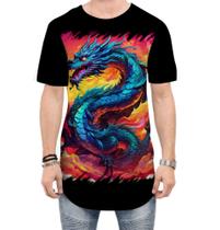 Camiseta Longline Dragão Chinês Lendário Mito 5 Camiseta Longline Dragão Chinês Lendário Mito 5