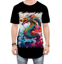 Camiseta Longline Dragão Chinês Lendário Mito 7 Camiseta Longline Dragão Chinês Lendário Mito 7