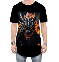 Camiseta Longline Dragão Dragon Chamas Infernal Fogo 1