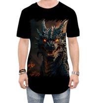 Camiseta Longline Dragão Dragon Chamas Infernal Fogo 4
