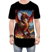 Camiseta Longline Dragão Vermelho de Fogo 3