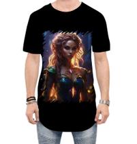 Camiseta Longline Elfa Linda na Floresta Mágica 7 Camiseta Longline Elfa Linda na Floresta Mágica 7