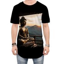 Camiseta Longline Estátua de Buda Iluminado Religião 15 Camiseta Longline Estátua de Buda Iluminado Religião 15