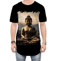 Camiseta Longline Estátua de Buda Iluminado Religião 16 Camiseta Longline Estátua de Buda Iluminado Religião 16