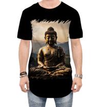 Camiseta Longline Estátua de Buda Iluminado Religião 16