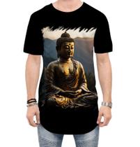Camiseta Longline Estátua de Buda Iluminado Religião 2 Camiseta Longline Estátua de Buda Iluminado Religião 2