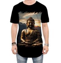 Camiseta Longline Estátua de Buda Iluminado Religião 24