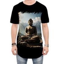Camiseta Longline Estátua de Buda Iluminado Religião 3 Camiseta Longline Estátua de Buda Iluminado Religião 3