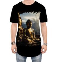 Camiseta Longline Estátua de Buda Iluminado Religião 4 Camiseta Longline Estátua de Buda Iluminado Religião 4