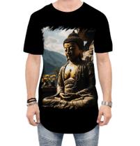 Camiseta Longline Estátua de Buda Iluminado Religião 5 Camiseta Longline Estátua de Buda Iluminado Religião 5