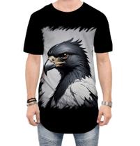 Camiseta Longline Falcão Negro Visão Determinação 3 Camiseta Longline Falcão Negro Visão Determinação 3