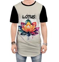 Camiseta Longline Flor de Lótus Budismo Buda Religião 2 Camiseta Longline Flor de Lótus Budismo Buda Religião 2
