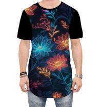 Camiseta Longline Flores Floral Translúcidas Neon 4